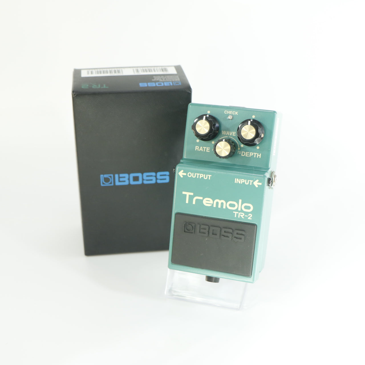 Boss TR-2 Tremolo (modded naar studio kwaliteit, s/n P4E6399, Silver Label, Made in Taiwan)